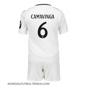 Camiseta Real Madrid Eduardo Camavinga #6 Primera Equipación Replica 2024-25 para niños mangas cortas (+ Pantalones cortos)